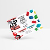 Invitation Joint Building Blocks & Race Cars Sibling Birthday