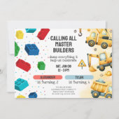 Invitation Joint Construction & Building Blocks Birthday (Devant)
