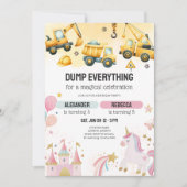 Invitation Joint Construction & Unicorn Sibling Birthday (Devant)