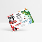Invitation Joint Dinosaur & Race Cars Sibling Birthday