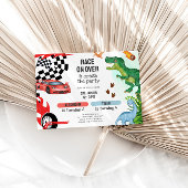 Invitation Joint Dinosaur & Race Cars Sibling Birthday