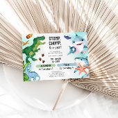 Invitation Joint Dinosaur & Sharks Sibling Birthday