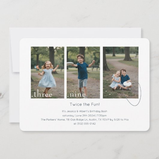 Invitation Joint Dual Sibling Any Age Double Birthday Party (Devant)