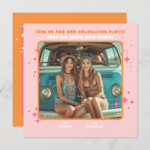 Invitation Joint Hippie Photo Graduation Party 2 personne