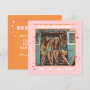 Invitation Joint Hippie Photo Graduation Party 4 personne