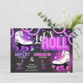 Invitation Joint Roller Skating Birthday Party Neon Glow (Debout devant)