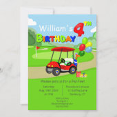 Invitation Joli 4e anniversaire Red Golf Cart Boy's (Devant)