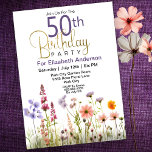 Invitation Joli 50ème anniversaire Fleur sauvage<br><div class="desc">Joli Fleur sauvage 50e anniversaire Invitation pour les femmes. Il Est Facile De Modifier L'Exemple De Texte En Cliquant Personnaliser Ce Modèle. Cliquez Sur Modifier Dans L'Outil De Création Pour Modifier Le Type De Police, La Couleur De Police, La Taille De Police, Ou Pour Ajouter/Supprimer/Modifier Le Texte Ou Les Éléments...</div>