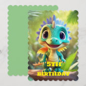 Invitation joli adorable dinosaure (Devant / Derrière)