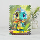 Invitation joli adorable dinosaure (Debout devant)