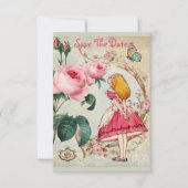 Invitation Joli Alice au pays des merveilles Mariage Save the (Devant)