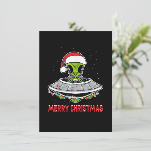 Invitation Joli Alien Noël Arbre Lumières Noël Fêtes de Noël (Debout devant)