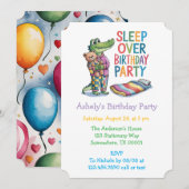 Invitation Joli Alligator Dormir pendant la fête d'anniversai (Devant / Derrière)