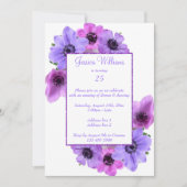 Invitation Joli Anemones Floral 25e anniversaire (Devant)