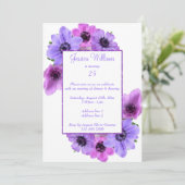 Invitation Joli Anemones Floral 25e anniversaire (Debout devant)