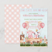 Invitation Joli animal de ferme nid d'anniversaire (Devant / Derrière)