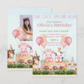 Invitation Joli animal de ferme nid d'anniversaire (Devant / Derrière)