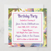 Invitation Joli Anime Holding Kitten Girl'Anniversaire (Dos)