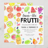 Invitation Joli Anniversaire 2 TWO-tti Frutti Fruits d'été (Devant / Derrière)