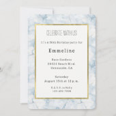 Invitation Joli Anniversaire Bleu Clair Chic (Devant)