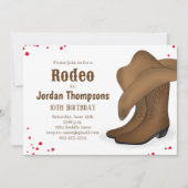 Invitation Joli Anniversaire Cowboy Rodeo Simple Rouge Bandan (Devant)