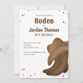 Invitation Joli Anniversaire Cowboy Rodeo Simple Rouge Bandan (Devant)