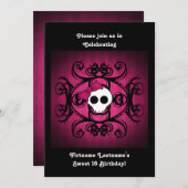 Invitation Joli anniversaire crâne (Devant / Derrière)