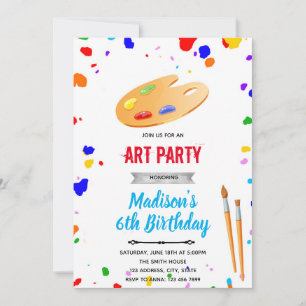 Invitation Joli anniversaire d'art couleur primaire