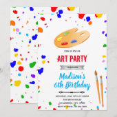 Invitation Joli anniversaire d'art de couleur primaire (Devant / Derrière)