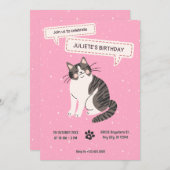 Invitation Joli anniversaire de chat (Devant / Derrière)