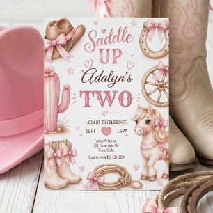 Invitation Joli Anniversaire de Cheval à Monture Western Rose
