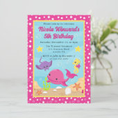 Invitation Joli Anniversaire de enfant de baleines sous-marin (Debout devant)