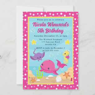 Invitation Joli Anniversaire de enfant de baleines sous-marin
