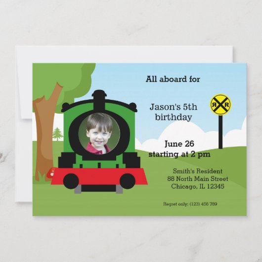 Invitation Joli anniversaire de train (Devant)