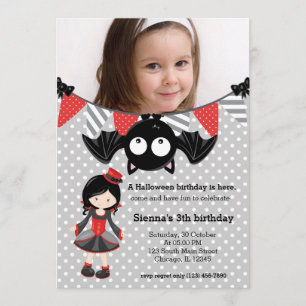 Invitation Joli anniversaire de vampire avec photo