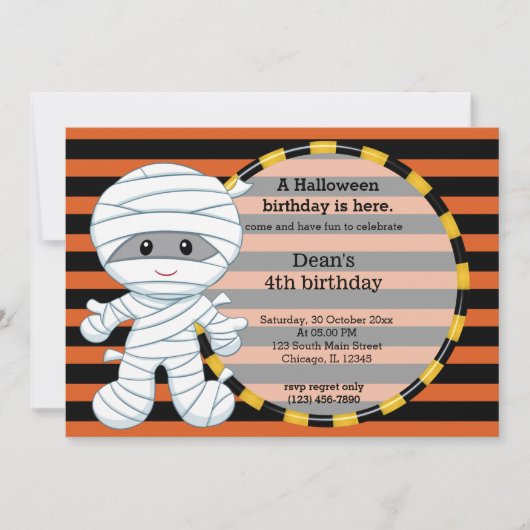 Invitation Joli anniversaire d'halloween (Devant)