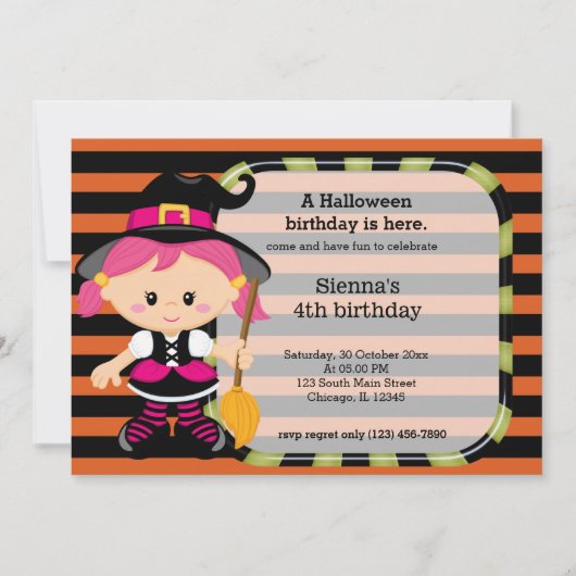 Invitation Joli anniversaire d'halloween (Devant)