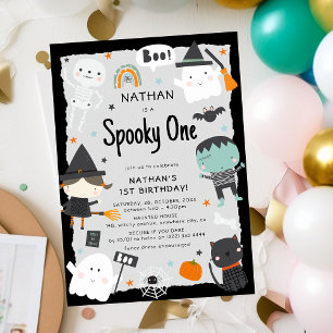 Invitation Joli anniversaire d'Halloween pour enfants de 1 an
