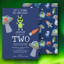Joli Anniversaire Enfants Monstre Alien Moderne Es