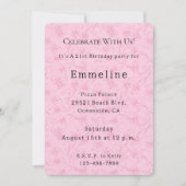 Invitation Joli anniversaire féminin rose floral rose (Devant)