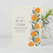 Invitation Joli Anniversaire Floral Botanique Orange Sucré (Debout devant)