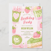 Invitation Joli anniversaire matcha fraise sucré (Devant)