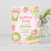 Invitation Joli anniversaire matcha fraise sucré (Debout devant)