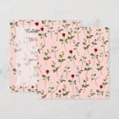 Invitation Joli anniversaire Rose (Devant / Derrière)