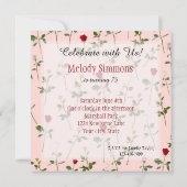 Invitation Joli anniversaire Rose (Dos)