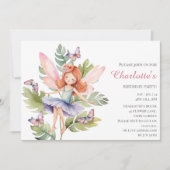 Invitation Joli anniversaire rose magique fée (Devant)