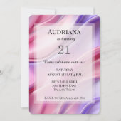 Invitation Joli Anniversaire rose violet (Devant)