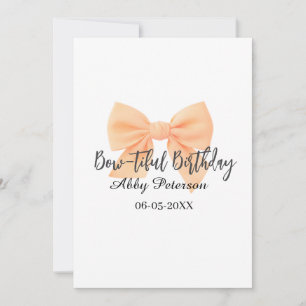 Invitation Joli anniversaire ruban orange nom date simple pas