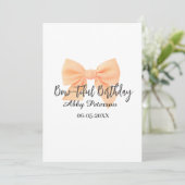 Invitation Joli anniversaire ruban orange nom date simple pas (Debout devant)