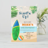 Invitation Joli anniversaire surf plage (Debout devant)